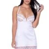 Satin Chemise With Heart Embroidered Lace Cup -Strippers Heels Store Satin Chemise With Heart Embroidered Lace Cup Chemises Roma Confidential White SEXYSHOES COM