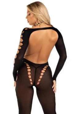 LEG AVENUE Seamless Opaque Cut-Out Footless Bodystocking -Strippers Heels Store Seamless Opaque Cut Out Footless Bodystocking Bodystockings Leg Avenue Black SEXYSHOES COM 2
