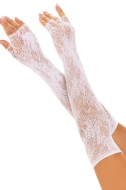 LEG AVENUE Seamless Opera Length Floral Net Fingerless Gloves
