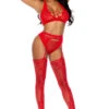 Seductive Fishnet & Lace Set With Criss-Cross Top -Strippers Heels Store Seductive Fishnet Lace Set with Criss Cross Top Dancewear Sets Elegant Moments Red SEXYSHOES COM