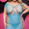 Sexy Fishnet And Lace Halter Dress -Blue | Plus Size -Strippers Heels Store Sexy Fishnet And Lace Halter Dress Blue Plus Size Stripper Dresses Lapdance Lingerie Blue SEXYSHOES COM