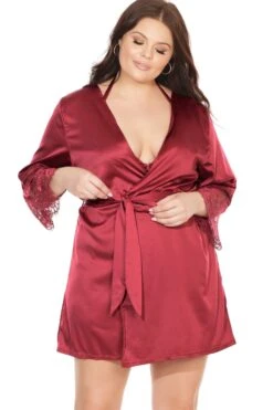 Coquette Soft Stretch Satin Robe | Plus Size