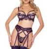 Sugar Plum 3-Piece Garter Short Set -Strippers Heels Store Sugar Plum 3 Piece Garter Short Set Lingerie Sets Roma Confidential Purple SEXYSHOES COM