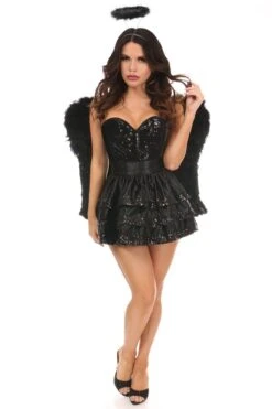 Top Drawer 4 PC Sequin Dark Angel Corset Costume -Strippers Heels Store TD 2101c
