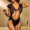 Teddy W/ Cut Out Front & Floral Lace 2 Teddy W/ Cut Out Front & Floral Lace -Strippers Heels Store Teddy w Cut Out Front Floral Lace Teddies Mapale Black SEXYSHOES COM