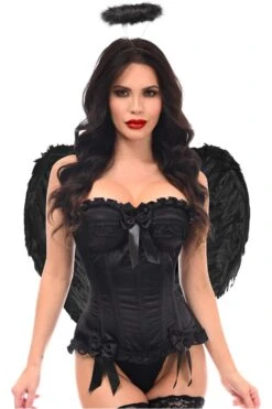 Top Drawer 3 PC Black Burlesque Dark Angel Corset Costume -Strippers Heels Store Top Drawer 3 PC Black Burlesque Dark Angel Corset Costume Angel Costumes Daisy Corsets SEXYSHOES COM 3