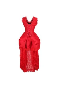 Top Drawer Steel Boned Red Lace Victorian Bustle Corset Dress -Strippers Heels Store Top Drawer Steel Boned Red Lace Victorian Bustle Corset Dress Costume Dresses Daisy Corsets SEXYSHOES COM 3