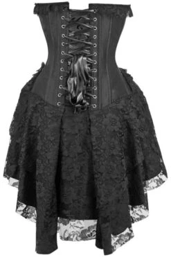 Top Drawer Steel Boned Strapless Black Lace Victorian Corset Dress -Strippers Heels Store Top Drawer Steel Boned Strapless Black Lace Victorian Corset Dress Costume Dresses Daisy Corsets SEXYSHOES COM 3