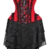 Top Drawer Steel Boned Strapless Red/Black Lace Victorian Corset Dress