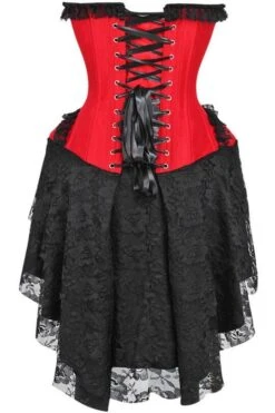 Top Drawer Steel Boned Strapless Red/Black Lace Victorian Corset Dress -Strippers Heels Store Top Drawer Steel Boned Strapless RedBlack Lace Victorian Corset Dress Costume Dresses Daisy Corsets SEXYSHOES COM 3