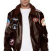 LEG AVENUE Top Gun: Maverick Bomber Jacket -Strippers Heels Store Top Gun Maverick Bomber Jacket Uniformed Costumes Leg Avenue Brown SEXYSHOES COM