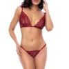 Two Piece Set Bralette With Matching Thong -Strippers Heels Store Two Piece Set Bralette with Matching Thong Lingerie Sets Mapale Burgundy SEXYSHOES COM