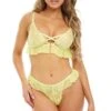 Underwire Set With Lace-Up And Ruffle Details -Strippers Heels Store Underwire Bra And Matching Panty With Lace Up And Ruffle Details Lingerie Sets Oh La La Cheri Green SEXYSHOES COM