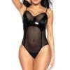 Vinyl Bodysuit With Mesh Contrast -Strippers Heels Store Vinyl Bodysuit with Mesh Contrast Bodysuits Mapale Black SEXYSHOES COM