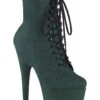 PLEASER ADORE-1020FS Exotic Boot | Green Faux Suede -Strippers Heels Store adore 1020fs stripper boot green faux suede ankle boots pleaser green sexyshoescom
