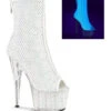 PLEASER ADORE-1031GM Exotic Ankle Boot | White Faux Suede -Strippers Heels Store adore 1031gm exotic ankle boot white faux suede ankle boots pleaser white sexyshoescom