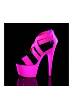 PLEASER ADORE-769UV Exotic Platform Sandal | Fuchsia Elastic -Strippers Heels Store adore 769uv stripper platform sandal fuchsia elastic sandals pleaser sexyshoescom 3
