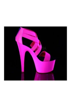 PLEASER ADORE-769UV Exotic Platform Sandal | Fuchsia Elastic -Strippers Heels Store adore 769uv stripper platform sandal fuchsia elastic sandals pleaser sexyshoescom 5