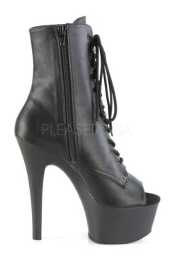 PLEASER ASPIRE-1021 Platform Ankle Boot | Black Faux Leather -Strippers Heels Store aspire 1021 platform ankle boot black faux leather ankle boots pleaser sexyshoescom 5