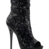 PLEASER BLONDIE-R-1008 Platform Boot | Black Sequins -Strippers Heels Store blondie r 1008 platform boot black sequins ankle boots pleaser sexyshoescom