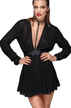 Noir Handmade Chiffon Minidress With Choker -Strippers Heels Store chiffon minidress with choker fetish dresses noir handmade sexyshoescom 4