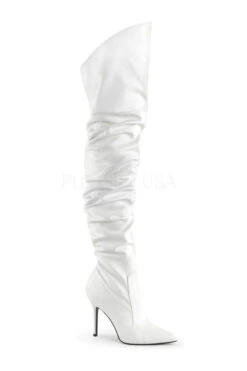 PLEASER CLASSIQUE-3011 Thigh Boot | White Faux Leather