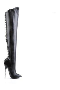 DAGGER-3060 Stiletto Boot | Black Faux Leather -Strippers Heels Store dagger 3060 stiletto boot black faux leather thigh boots devious sexyshoescom 5