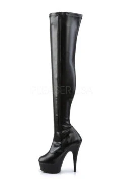 PLEASER DELIGHT-3000 Platform Boot | Black Faux Leather -Strippers Heels Store delight 3000 platform boot black faux leather thigh boots pleaser sexyshoescom 3
