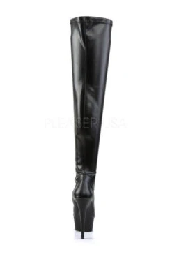 PLEASER DELIGHT-3000 Platform Boot | Black Faux Leather -Strippers Heels Store delight 3000 platform boot black faux leather thigh boots pleaser sexyshoescom 4