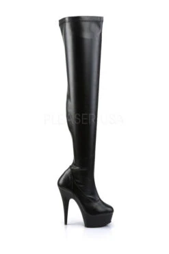 PLEASER DELIGHT-3000 Platform Boot | Black Faux Leather -Strippers Heels Store delight 3000 platform boot black faux leather thigh boots pleaser sexyshoescom 5