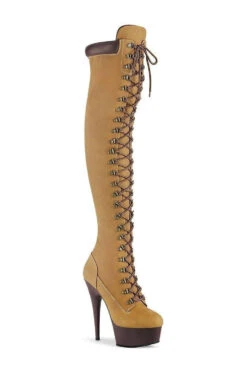 PLEASER DELIGHT-3000TL Exotic Boot | Tan Faux Leather
