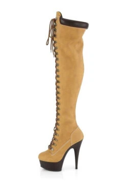 PLEASER DELIGHT-3000TL Exotic Boot | Tan Faux Leather -Strippers Heels Store delight 3000tl stripper boot tan faux leather thigh boots pleaser sexyshoescom 3