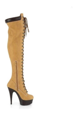 PLEASER DELIGHT-3000TL Exotic Boot | Tan Faux Leather -Strippers Heels Store delight 3000tl stripper boot tan faux leather thigh boots pleaser sexyshoescom 5