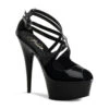 PLEASER DELIGHT-612 Platform Sandal | Black Patent -Strippers Heels Store delight 612 platform sandal black patent sandals pleaser sexyshoescom