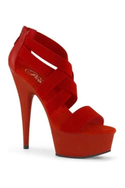 PLEASER DELIGHT-669 Platform Sandal | Red Elastic