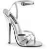 DOMINA-108 Sandal | Silver Faux Leather -Strippers Heels Store domina 108 sandal silver faux leather sandals devious sexyshoescom