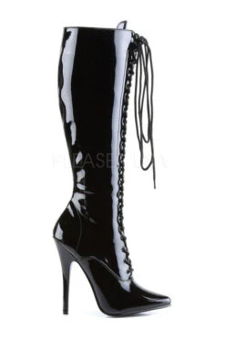 DOMINA-2020 Knee Boot | Black Patent -Strippers Heels Store domina 2020 knee boot black patent knee boots devious sexyshoescom 5