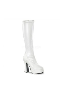 PLEASER ELECTRA-2000Z Platform Boot | White Faux Leather