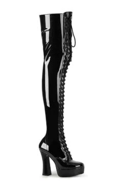 PLEASER ELECTRA-3023 Exotic Thigh Boot | Black Patent