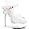 PLEASER EXCITE-608 Sandal | Clear Vinyl -Strippers Heels Store excite 608 sandal clear vinyl sandals pleaser clear sexyshoescom