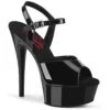 PLEASER EXCITE-609 Sandal | Black Patent -Strippers Heels Store excite 609 sandal black patent sandals pleaser black sexyshoescom
