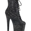 PLEASER FLAMINGO-1020GWR Exotic Boot | Black Glitter -Strippers Heels Store flamingo 1020gwr stripper boot black glitter ankle boots pleaser black sexyshoescom