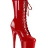 PLEASER FLAMINGO-1050 Exotic Boot | Red Patent -Strippers Heels Store flamingo 1050 stripper boot red patent ankle boots pleaser red sexyshoescom