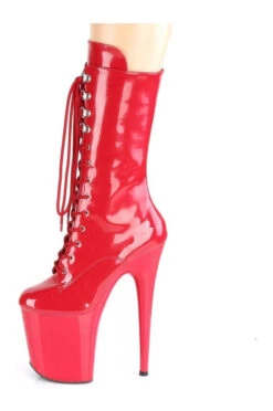 PLEASER FLAMINGO-1050 Exotic Boot | Red Patent -Strippers Heels Store flamingo 1050 stripper boot red patent ankle boots pleaser sexyshoescom 3