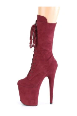 PLEASER FLAMINGO-1050FS Exotic Boot | Burgundy Faux Suede -Strippers Heels Store flamingo 1050fs stripper boot burgundy faux suede knee boots pleaser sexyshoescom 3