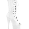 PLEASER FLAMINGO-1051 Exotic Boot | White Patent -Strippers Heels Store flamingo 1051 stripper boot white patent ankle boots pleaser white sexyshoescom