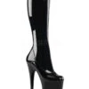 PLEASER FLAMINGO-2000 Platform Boot | Black Patent -Strippers Heels Store flamingo 2000 platform boot black patent knee boots pleaser sexyshoescom