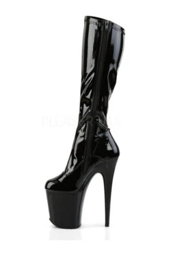PLEASER FLAMINGO-2000 Platform Boot | Black Patent -Strippers Heels Store flamingo 2000 platform boot black patent knee boots pleaser sexyshoescom 3