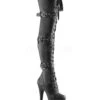 PLEASER FLAMINGO-3028 Platform Boot | Black Faux Leather -Strippers Heels Store flamingo 3028 platform boot black faux leather thigh boots pleaser sexyshoescom