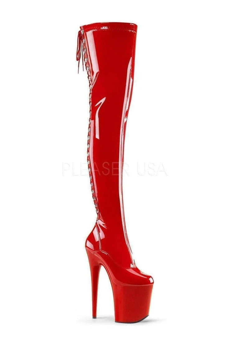 PLEASER FLAMINGO-3063 Platform Boot | Red Patent